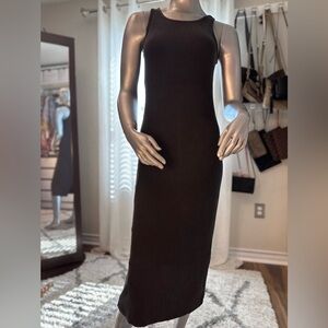 QUINCE Black Tencel Rib Jersey Knit Tank Maxi Dress Size M